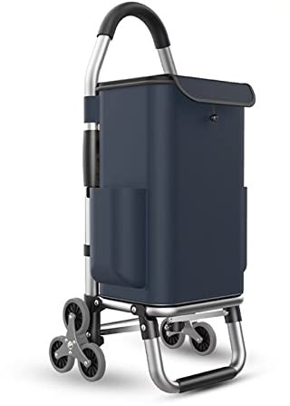 Generico Carrello in Alluminio Pieghevole per la Spesa con 6 Ruote, Borsa Staccabile, capacità 36 l, Design per Salire Le Scale, Borsa Oxford Impermeabile e Leggera per la Spesa (Blu Navy)