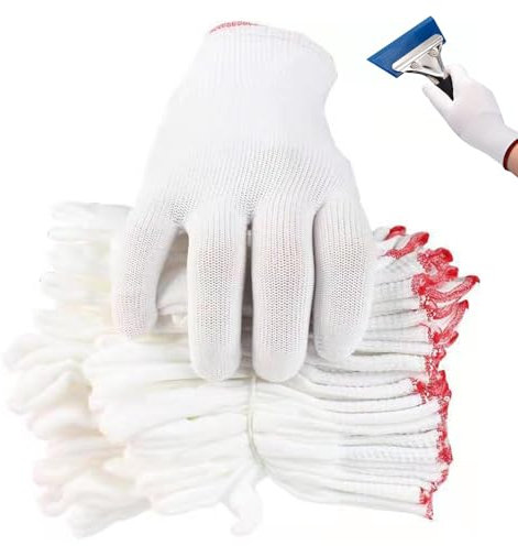 Nylon Arbeitshandschuhe,Stretchy Vollfinger Arbeitshandschuhe,Antistatische Anti-Rutsch Arbeitshandschuhe 10 Paar, Weiße Handschuhe zum Waschen, Autopflege, Haushalt Reinigung Keeper, Tägliche Arbeit