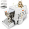 Kalolary Arenero Gato de Acero Inoxidable con Cubierto, Arenero Gato Grande XXL, Extraíble Arenero Cerrado para Gato con Doble Entrada Frontal y Superior,Fácil Limpieza (Gris- Entrada Superior)