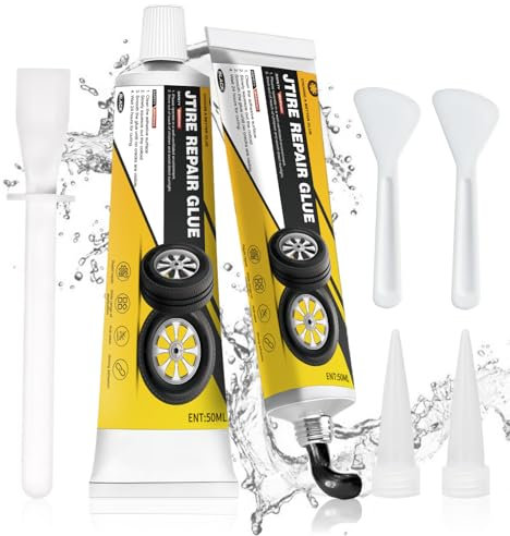 Colle Pneu Voiture, Kit Reparation Pneu Voiture, Colle Vulcanisante Pneu, Reparation pneu Voiture, Réparez Rapidement les Fissures, Trous et le Pelage de Divers Caoutchoucs de Pneus - 50ml*2