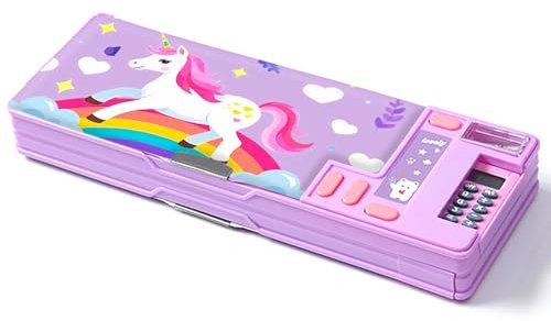 LilyBeauty Pop Up Multifunción Estuche para Niñas y Niños, Lindo Dibujos Animados Caja Organizador Papelería Sacapuntas Planificación Material Escolar para Niños PC50