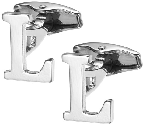 sourcing map Initial Cufflinks, Iron Classic Monogram Alphabet Letter Cuff Links for Men Business Groom Wedding Party Birthday