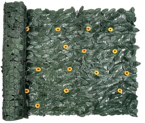 Künstliche Ranken, Sichtschutzzaun aus künstlichem Efeu, dekorativer Sichtschutz for Balkon und Terrasse, künstliche Heckenrolle for Ruhebereiche im Garten und Hinterhof(50x300cm/1.64x9.84ft)
