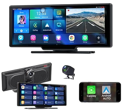 Wireless Carplay Android Auto Mirror Dash Cam, 10.26 Touch Screen Car Dashboard Camera Full HD 1080P, 4G LTE Remote Live View,GPS Navigation Two Way Talks 24/7h Parking Monitor Reversing Assist