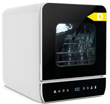 YOURLITE Mini Lave-vaisselle de Comptoir,7 Programmes,4.8L,3 couverts,Noir | Mini Lave-Vaisselle de Table,Lave Vaisselle Compact,Contrôle Tactile,Double Jet 360°,pour Cuisine,Appartement,Camping