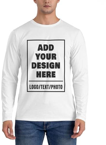 Custom Tops Long Sleeved T Shirt Personalised T-Shirt Design Your Add Text Logo Photo Shirt Men Add Your Image Tops Shirt for Gifts