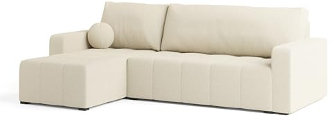 Masseno Ecksofa VOLIRA Q mit Schlaffunktion L-Form, Sofa mit Bettkasten, Wohnzimmersofa, Couch, Soffa, Bettsofa, Couchgarnitur- Creme, Quelle 02