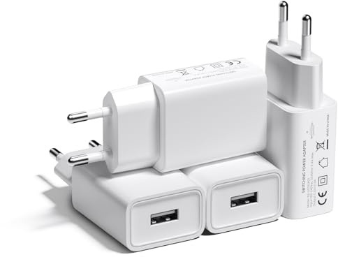 USB Ladegerät 10W, 5V/2A USBA Stecker Netzteil, USB Steckdose Ladestecker | 4er-Pack USB Power Adapter, Kompatibel mit iPhone 11/12/13/14/XR/XS/8/8 Plus/7/7 Plus/Handys/Tablets/Kopfhörer/Smartwatchs