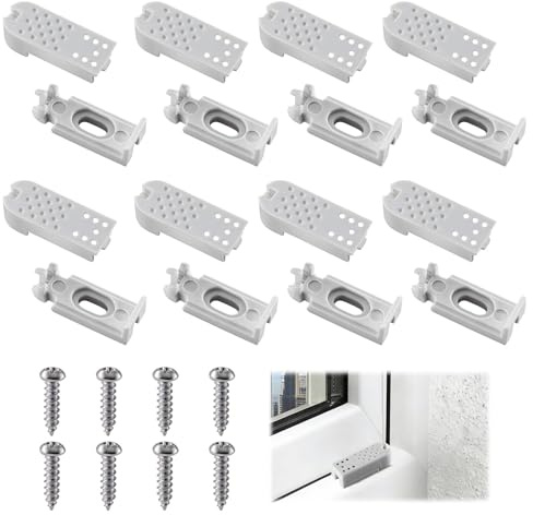 Rongrongago 8 Kit 16 Stück Plissee Ersatzteile Klemmträger, Plissee Spannschuhe mit Schrauben, Universal Spannschuhe für Verspannte Plissees für Klebeträger und Stick & Fix Front Klebeplatten