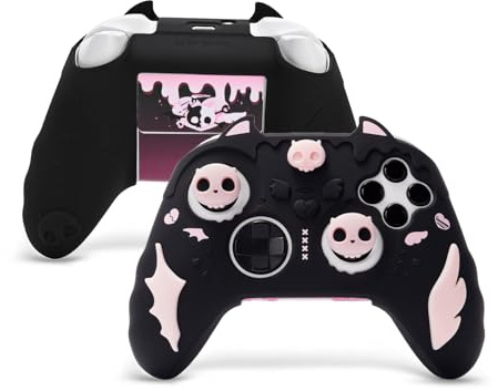 GeekShare Silikonhülle für Xbox Series X/S Controller, Anti-Rutsche Silikon Schutzhülle Weiches Gummi Grips Hülle Griffe Skin für Xbox Controller - Süßer Skelett