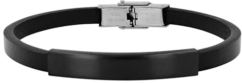 Akzent Armband Herren - Premium Armband Herren in Schwarz aus Leder, 100% Wasserfest & Hautverträglich