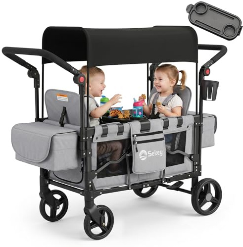 Sekey Bollerwagen Kinder Zwillingsmodus Luxer 6060, Kinderwagen Doppelsitz | Sekey Bollerwagen Kinder Zwillingsmodus Luxer 6060, Kinderwagen Doppelsitz, Grau