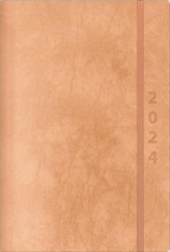 ReLeather Daily natur 2024: Terminplaner groß. DIN A5 Termin-kalender mit Vintage-leder und Tageskalendarium.