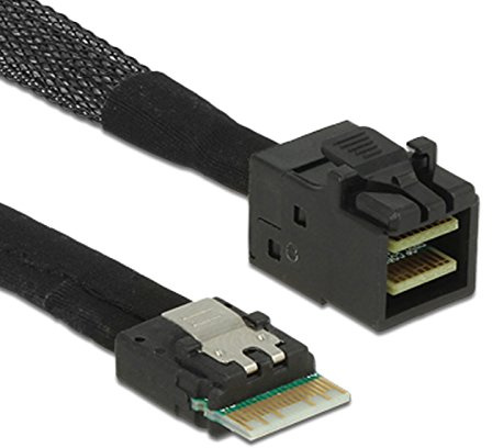 Xiwai Slimline SAS 4.0 SFF-8654 4i 38pin host a HD Mini SAS 4i SFF-8643 36pin cable objetivo 50cm
