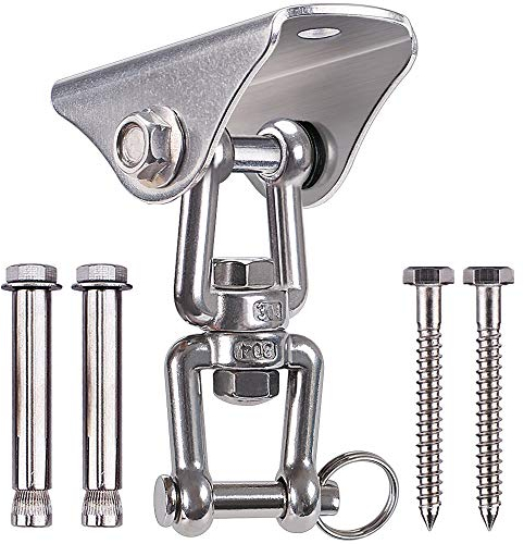 BeneLabel Soffitto Gancio Amaca Altalena Sospensione Vite Bullone 360° Girevole Hardware Set con Fibbia di Sicurezza per Sedia da Gioco per Interni ed Esterni Yoga Corda Sacchi da Boxe, 1600 libbre