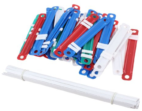 sourcing map 50 Stück Büro bunte Heftstreifen Kunststoff Binding Dokument und Papierklammer
