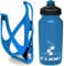 Cube HPP Cage - Matt Blue Grey & Flow Bottle - Black, 500ml / Water Drink Flask Vessel Bidon Holder Mount Bracket Kit Lightweight Plastic Drinking Hydration Biking Bike Riding Frame Accessories