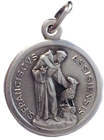 I G J Medaille des Heiligen Franziskus von Assisi mit dem Wolf - Schutzpatron Europas