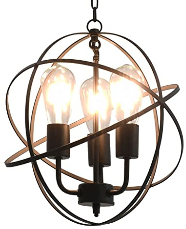 vidaXL Hängelampe Pendelleuchte Deckenleuchte Deckenlampe Pendellampe Hängeleuchte Esszimmer Wohnzimmer Lampe Leuchte Schwarz Kugel 3xE27-Fassung