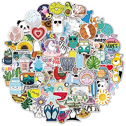 100 Stück Vsco ästhetische Stickers, Niedliche Tieres Vinyl Wasserdicht Aufkleber für Laptops Scrapbook Skateboard, Kinder