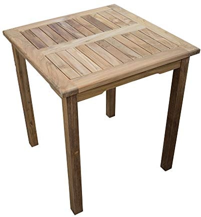 Strandkorbwerk Teakholz Gartentisch rechteckig Beistelltisch naturbelassen Teak Tixsch (80 cm x 80 cm)