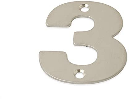 SISI UK® Stainless Steel Front House Door Numbers with Brushed Finish Large 6'' with fixings (Number 3)