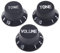 Alnicov Guitar Control Knobs 1 Volumn 2 Tone Fits Metric Pots Knobs Compatible For Fdstrat Stratocaster Style Electric Guitar Parts. (Black)