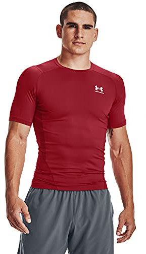 Under Armour – T-shirt de compression Armour HeatGear à manches courtes pour homme - (834) Rouge (Flawless)/Blanc, taille XL