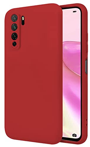 TBOC Funda Compatible con Huawei P40 Lite 5G - Nova 7 SE [6.5] - Carcasa Rígida [Roja] Silicona Líquida [Tacto Suave] Forro Interior Microfibra [Protege la Cámara] Antideslizante Resistente