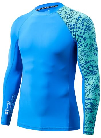HUGE SPORTS Schwimmshirt Badeshirt Rashguard-Shirts Herren Langarm UPF 50+ | UV Sonnenschutz Elastisches Gewebe Atmungsaktiv Schnelltrocknend Leicht für Schwimmen Surfen Wassersport Radfahren Wandern