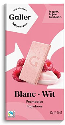 GALLER - Chocolat Blanc Framboise 80G - le Lot De 4