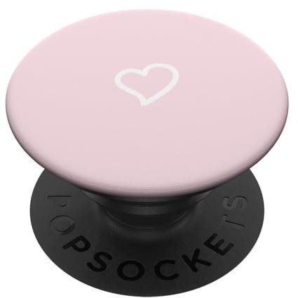 White Hand Drawn Minimalist Heart in Baby Pink PopSockets Adhesive PopGrip