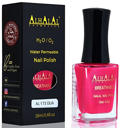 Halal Nail Polish - Nail Varnish Polish Soak Off Gel Nail Paint Art Polish - Water Permeable Red White Nail Enamel- Glossy Halal Gel Nail Polish Vegan and Cruelty-Free (AL-173.DUA)