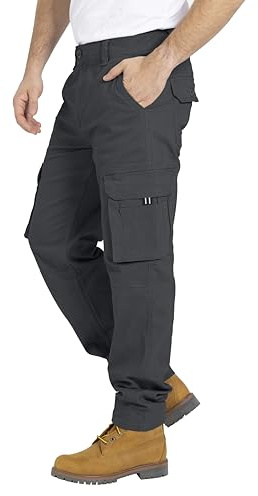 BlauerHafen Herren Cargo Hose, Gerade geschnittene Stretch Schwerlast mit 12 Taschen Freizeithose, Combat Arbeitshose, Relaxed Fit Cargo-Hose Größen 32W–44W