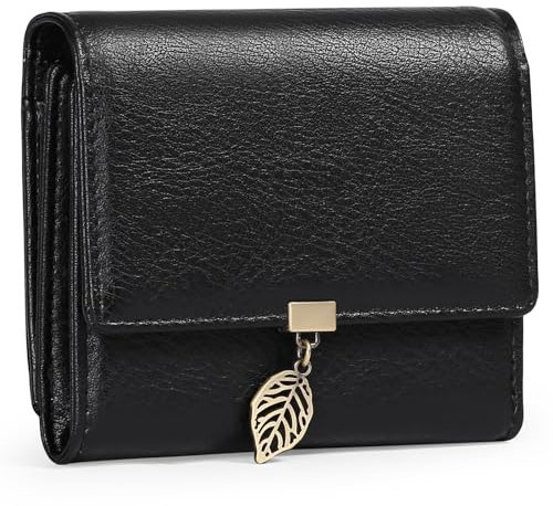 GOIACII Portefeuille Femme Porte-Monnaie Feuille Exquis Pendentif en PU Cuir, Porte Monnaie à Fermeture éclair avec 6 emplacements Carte de crédit