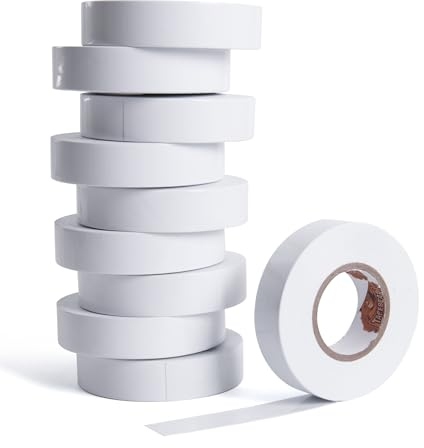 TAPEBEAR Isolierbänder Elektriker Weiß Iso Tape Elektriker Klebeband 19mm x 20m 10Rollen