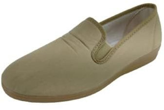 Kiruz - Alpargatas de Lona Aerobic Mujer - Sin Cordones - Zapatillas Clásicas de Casa y de Calle - Cubiertas con Gomas Elásticas - 39, Beige