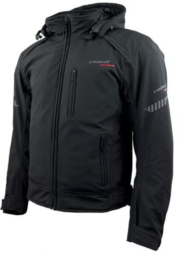 Softshell Motorradjacke kurz mit Hoodie CE Protektoren Herren inkl. Regenmembrane Thermofutter