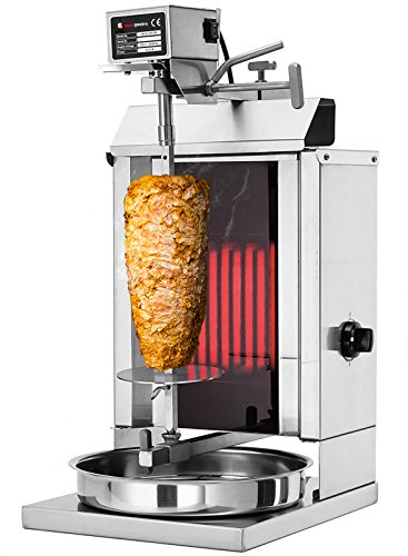 GGM Gastro | DOKE1 | Machine à kebab professionnelle/Gril gyros électrique - 1 zone de chauffe - 1.85kW - pour 5kg de viande - à poser - livré avec 2 volets et bac à graisse