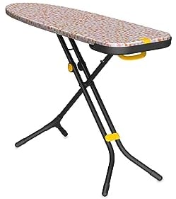 Joseph Joseph Glide Table à Repasser 135 x 45 cm avec Pieds Compacts Réglables et Repose-Fer à Vapeur Intégré Résistant à la Chaleur, Housse en Coton Imprimé, Fleur de Pêcher