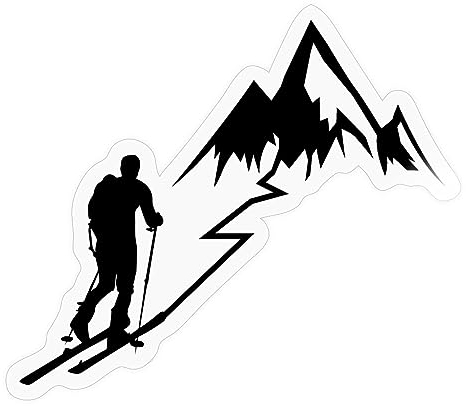 Spreadshirt Ski Toure Berg Design Sticker, max. 10 x 10 cm, 10 x 10 cm, Transparent glänzend