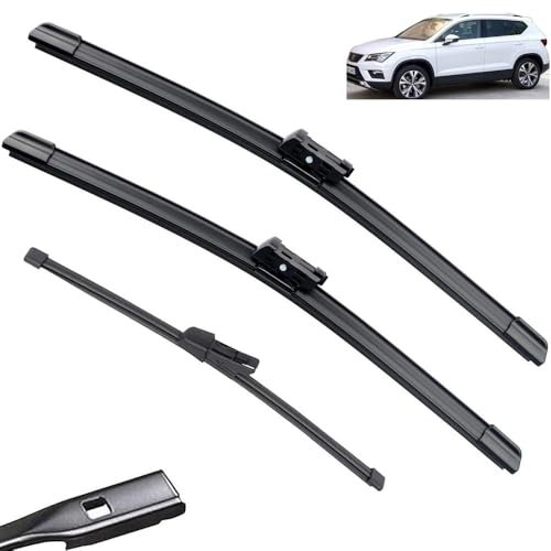 Scheibenwischer-Set for vorne und hinten, kompatibel mit Seat Ateca 2016–2023, Windschutzscheibe, Windschutzscheibe, Fensterbürsten, 26 Zoll, 18 Zoll, 11 Zoll