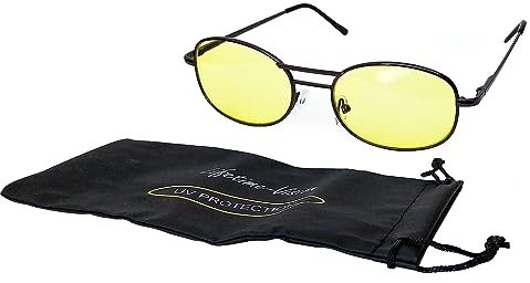 ECO NACHTSICHT BRILLE mit Beutel UV-Protection blendfreie Linsen Auto Nachtsichtbrille Nachtfahrbrille Kontrastbrille Kontrast 2-Varianten 78 (Metallgestell)