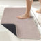Ultra Thin Bath Mat, Quick Dry Non-Slip Rubber Rug for Bathroom Floor, Shower, Sink - Machine Washable, Fit Under Door, Super Absorbent (Beige, 17''x27'')