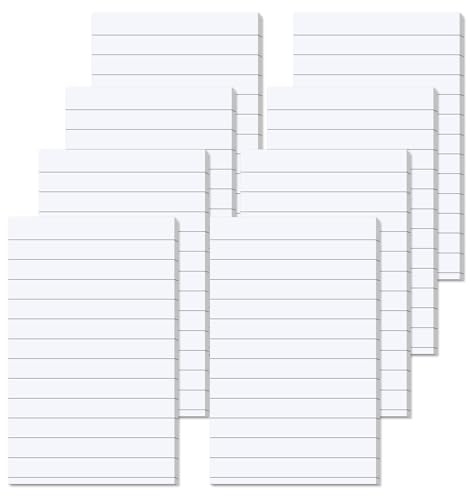 Agoer 400 Stück Haftnotizen Weiß, Selbstklebende Klebezettel 76x127mm, Sticky Notes Groß Linierte Haftnotizzettel zum Markieren von Seiten für Büro, Studie, Hause - 8 Packung/400Blatt