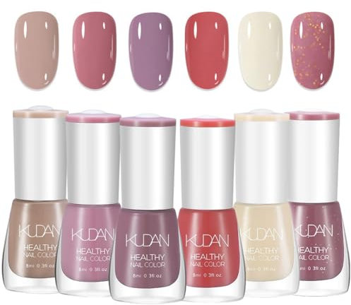TBeautfave 6PCS Nail Polish Set Nude Nail Varnish Sets, Quick Dry & Long Lasting Pastel Nail Polish, Water Based Natural Nail Varnish Sets for Women DIY Nail Art - No Need Cure