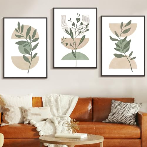 Zfseyuh Poster 30x40, 3er Set Bilder Ohne Rahmen Grün, Pflanzen Bilder, Boho Poster Set für Wandbilder Wohnzimmer Schlafzimmer Deko