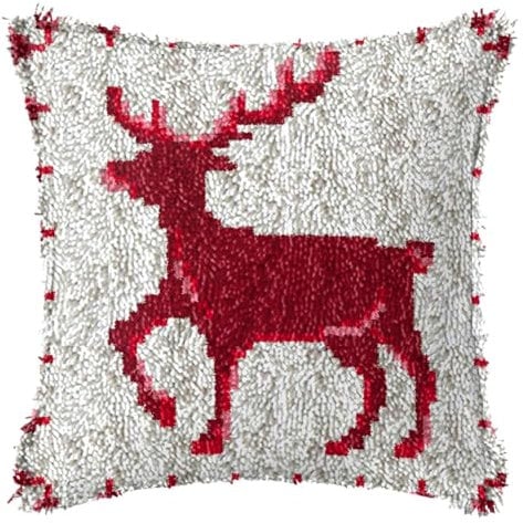 YOOTOM Knüpfhaken Kissen Kits für Kinder,DIY Knüpfteppich Zum Selber Knüpf-Sets Kissenbezug Teppich Stickerei Set,Häkelleinwand Vorgedrucktes Muster,43x43cm