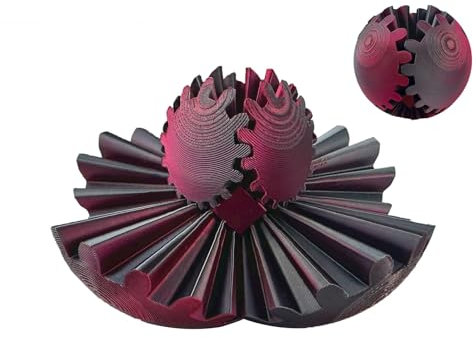 3D Printed Gear Sphere Fidget Toy - 8CM Portable Gear Ball, Steampunk Whirling Wonder Fidget Gearsphere, Torque Ball Turning Toys, Stress Relief Toys for kids Adults Home Travel Anxiety ADHD