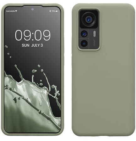 kwmobile Handyhülle für Xiaomi 12T / 12T Pro Hülle - Case Silikon - Kabelloses Laden - Schutzhülle Cover in Graugrün